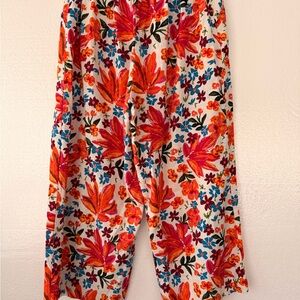 Joie Floral Wide Leg Pants Womens Size 10 Cropped Culottes Boho Resort